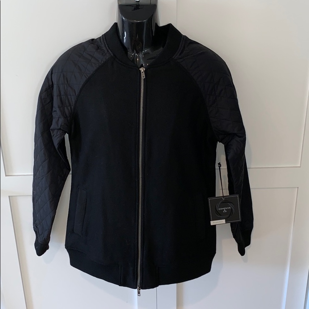 Black Bomber with Quilted Accents